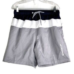 Speedo Swim Trunks Shorts Men's Size Medium Blue White Gray Mesh